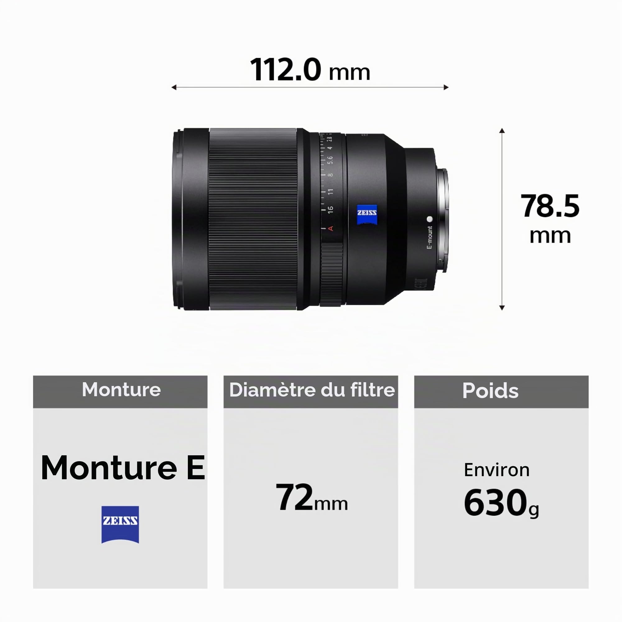 Sony Objectif Zeiss SEL-35F14Z Monture E Plein Format 35 mm F1.4
