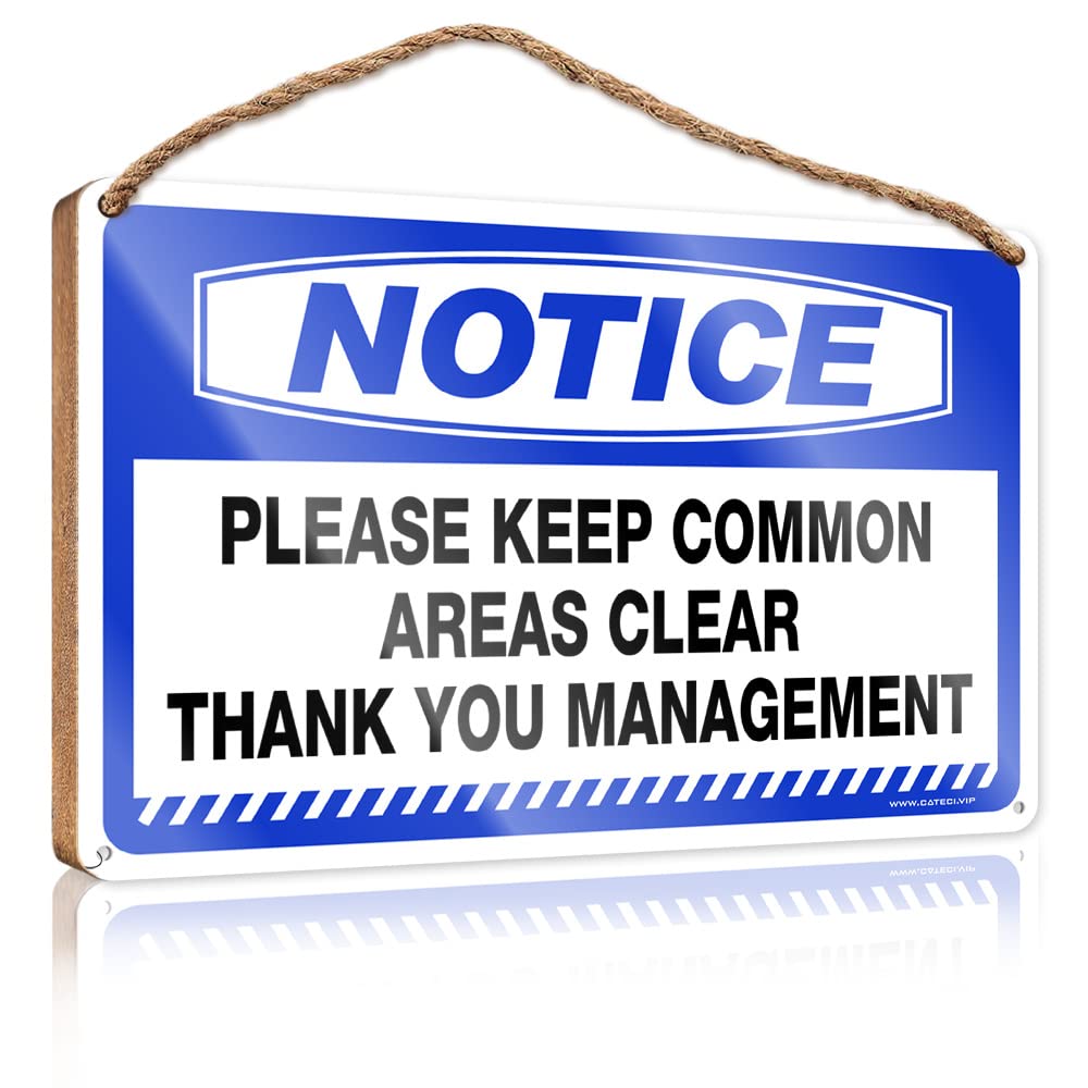 Dtha One Color Farmhouse Wall Decor Signs Notice Please Keep Common Areas Clear Thank You Management Wooden Sign Wooden Signs For Crafts Bathroom Funny Decor(15X28cm)