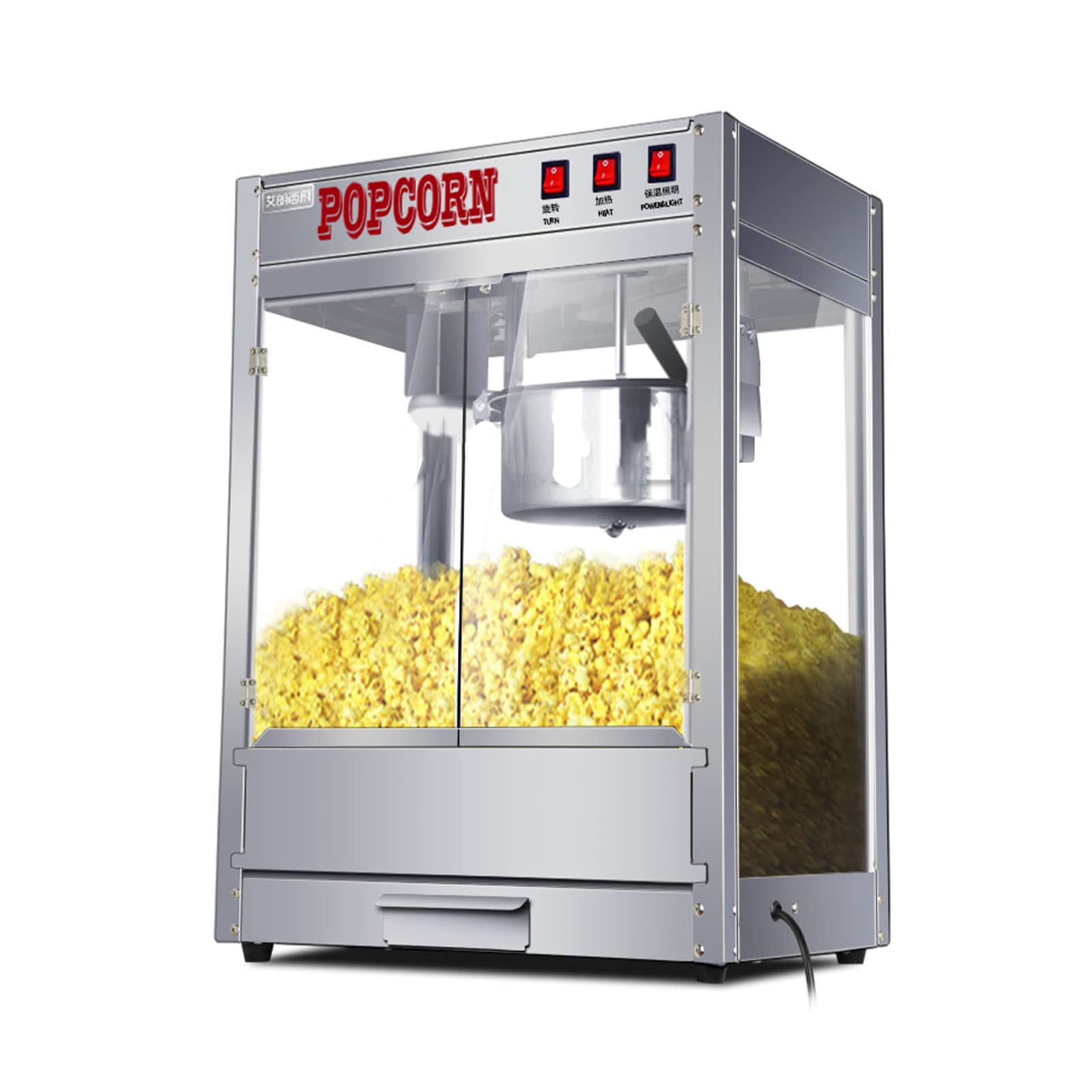 Macchina per Popcorn, Macchina per Popcorn retrò ad Aria Calda, Popper salutari con misurino e Coperchio Rimovibile, Senza Olio e Facile da Pulire, Popper per Popcorn per Serate al
