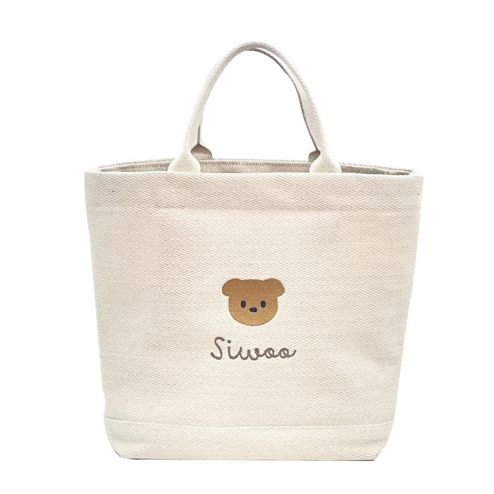 Sac lunch maman en toile pour le bureau avec motif ours