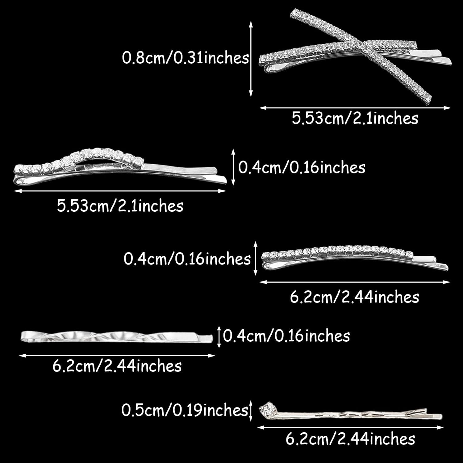 16 Pieces Silver Rhinestone Bobby Pins Set Delicate Decorative Fancy Crystal Hair Clips Shiny Fancy Metal Barrettes, I S X Shaped Diamond Hair Accessories for Women Ladies Girls Wedding Prom Party - Image 2