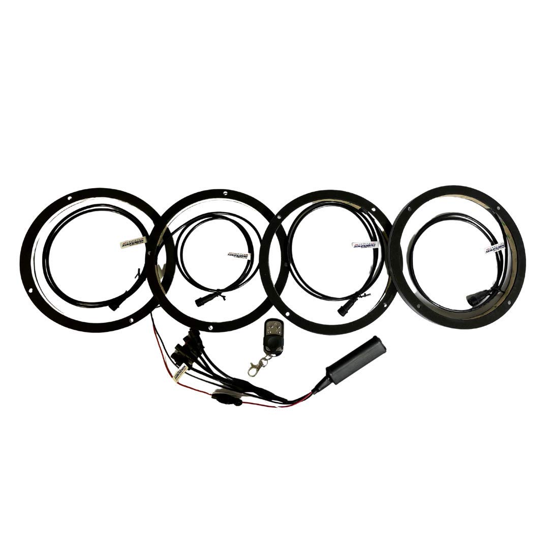 RGB LED 8" Ring Light | 17 Colors Ring Light for 8" Speakers, Bright Light for Roof Sound System, Luminous Lights for Woofer | Kit 4 Pack- Wrangler TJ/YJ, JK/JKU, JL/JT