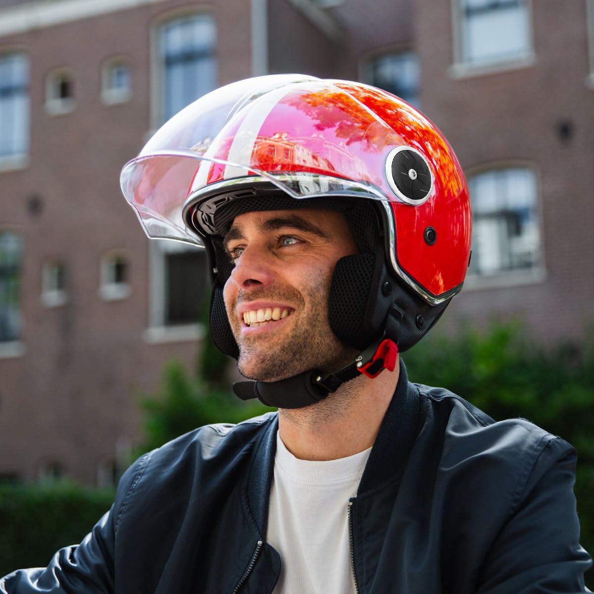 VINZ Arenas Jethelm mit Doppelvisier | Roller Helm mit Streifen & mit Sonnenblende | In Gr. XS-XXL | ECE 22.06 Zertifiziert | Motorradhelm mit Visier | Viele Farben Erhältlich