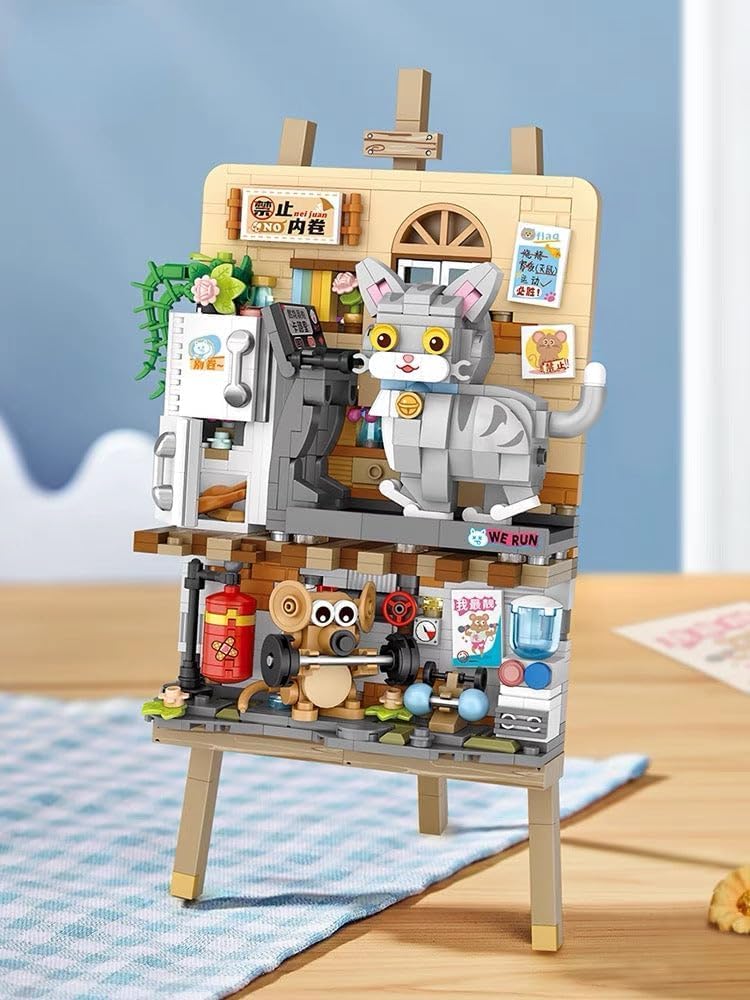 SCTCACR Mini Blocchi Bambini Giocattoli di Costruzione Disegno Pittura Ragazze Regalo Ragazzo Gatto Mattoni Puzzle Home Decor 1386 1387 (1386-con scatola original