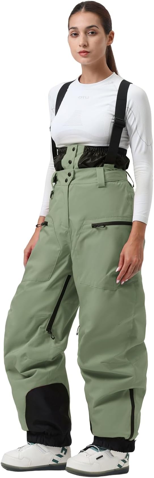 IMPHUTWomen Snow Bibs Men Ski Pants Baggy Snowboard Bibs Pants Overall Insulated Waterproof Windproof Warm Winter