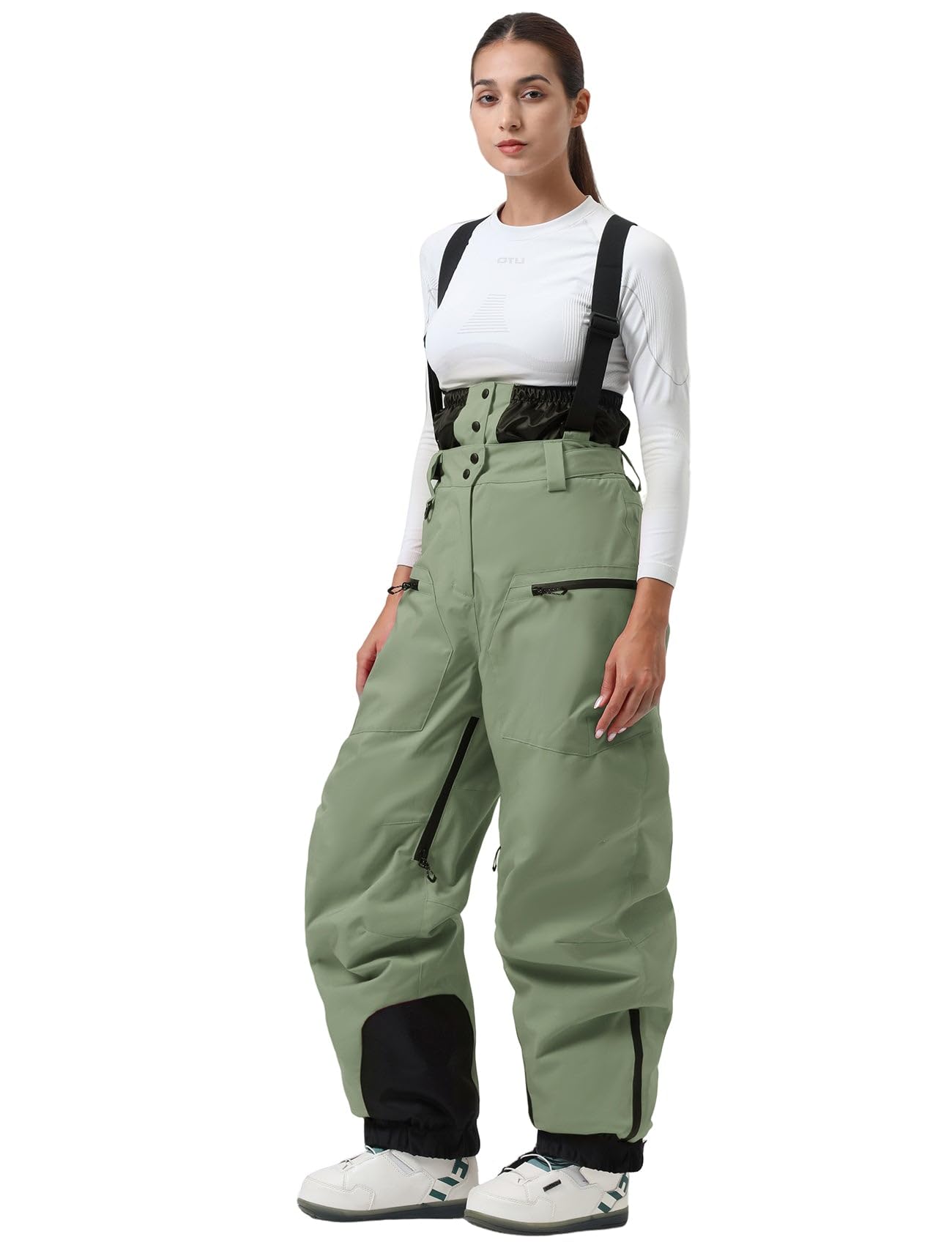 IMPHUTWomen Snow Bibs Men Ski Pants Baggy Snowboard Bibs Pants Overall Insulated Waterproof Windproof Warm Winter