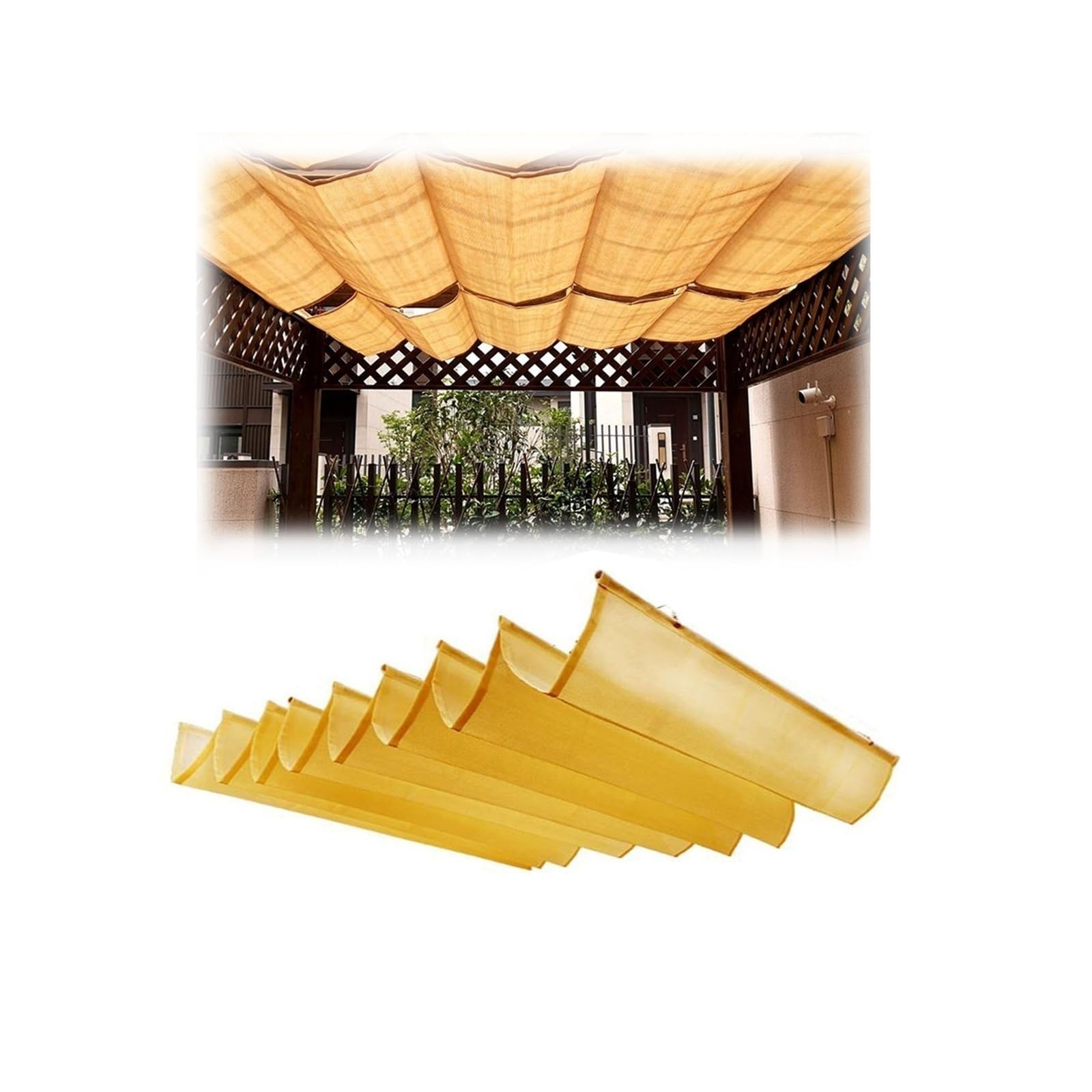 WQPMNYG Sunblock Net,Retractable Wave Sun Shade Sails, for Patio Porch Yard Garden Outdoor，Customizable Sizes(Yellow,W2*L18m/W6.56*L59.05ft)