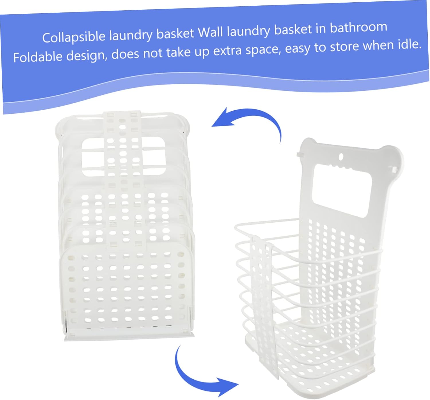 Foldable Wall Mounted Laundry Basket Large White Hanging Clothes Storage Hamper for Bathroom Bedroom Space Saving Collapsible Dirty Clothes Organizer for Home Use