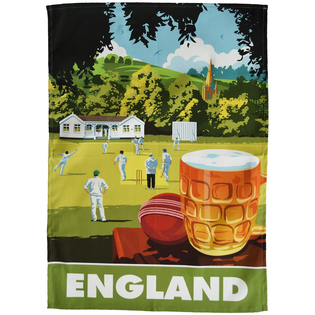 Town Towels England Beer And Cricket Tea Towel