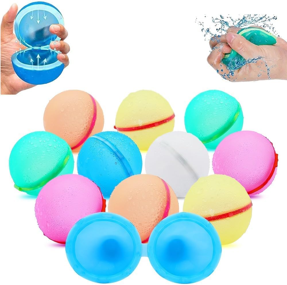 10 bombas de agua con cierre automático, coloridas globos de agua reutilizables para piscina con centrifugado automático para niños y adultos