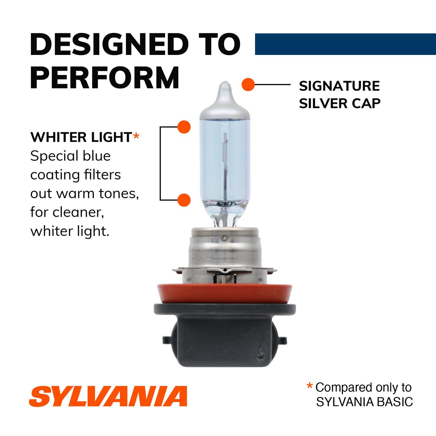 SYLVANIA - H11 SilverStar - High Performance Halogen Headlight Bulb, High Beam, Low Beam and Fog Replacement Bulb, Brighter Downroad with Whiter Light (Contains 1 Bulb)