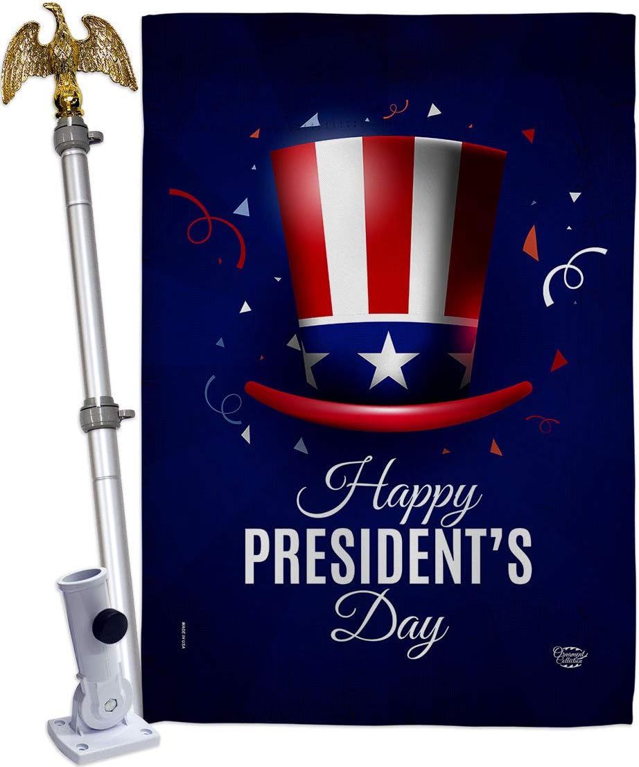 Happy Presidents Day House Flag Americana Star and Stripes Patriotism Independence Memorial United State American Small Decorative Gift Yard Banner Double-Sided Made In USA 28 X 40