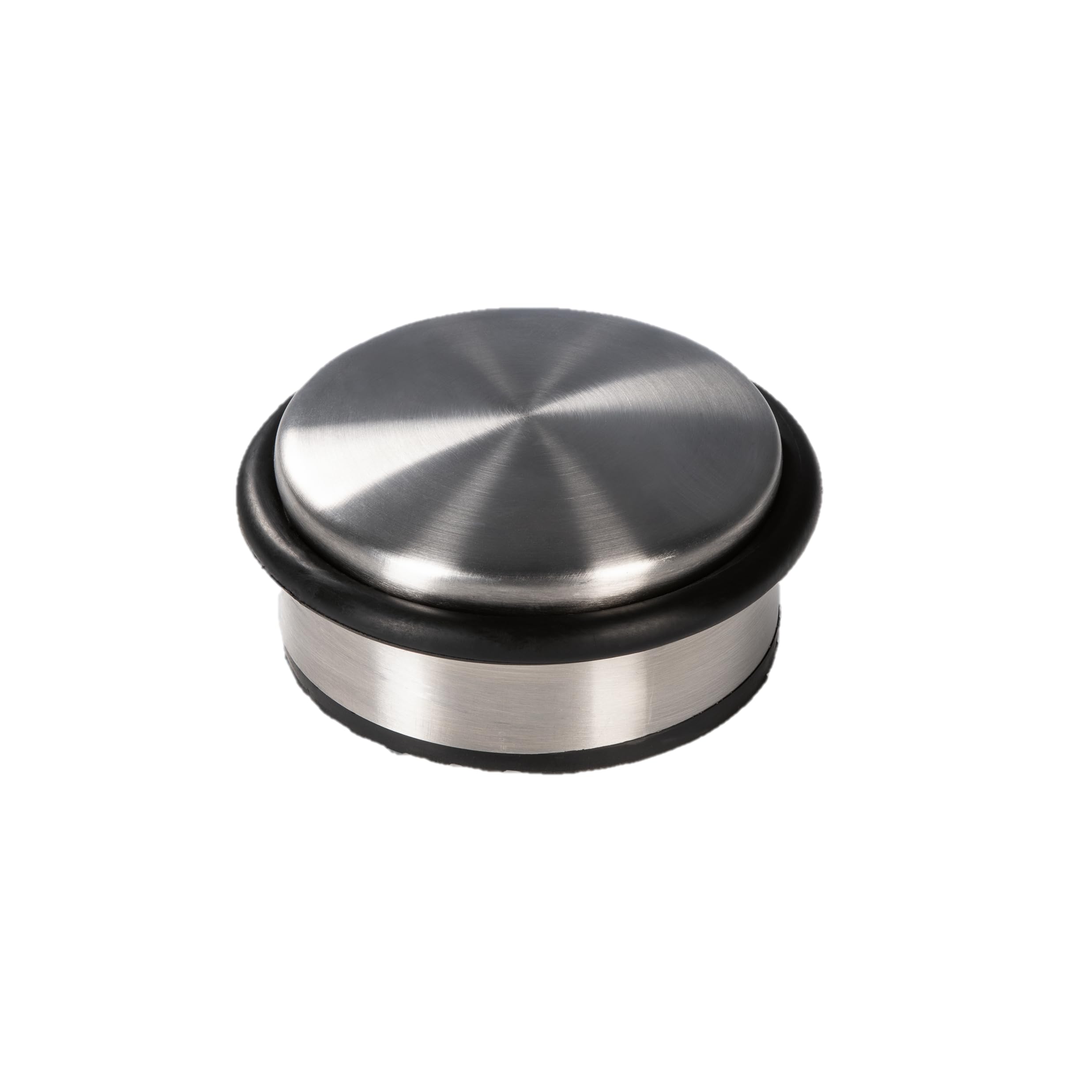 Oxid7® Türstopper Edelstahl matt gebürstet ⌀ 10,3cm, Höhe: 4,5cm | Massiver Türpuffer 1,1 kg auch für schwere Türen | 3 hochwertige Gummiringe als Schutz