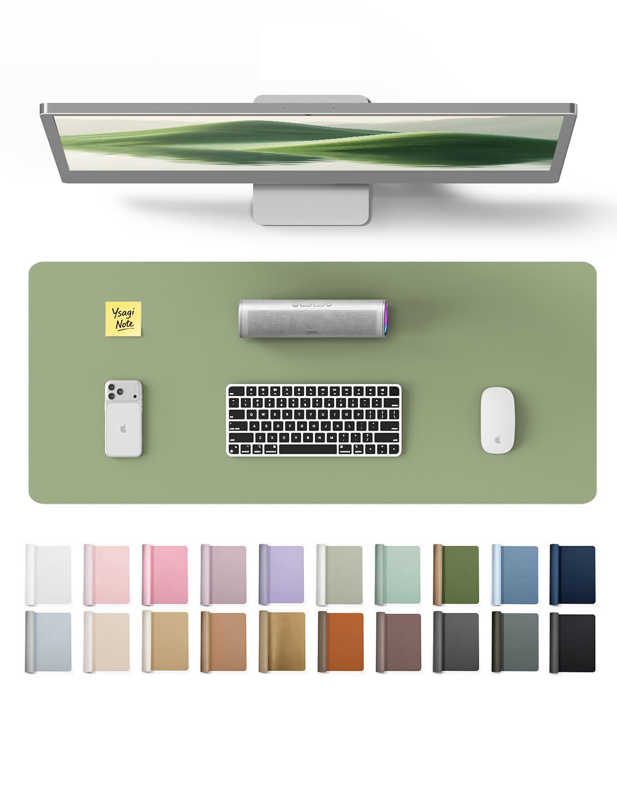 Photo 1 of YSAGi PU Leather Desk Pad Protector - Bamboo Green, 23.6"x13.8"