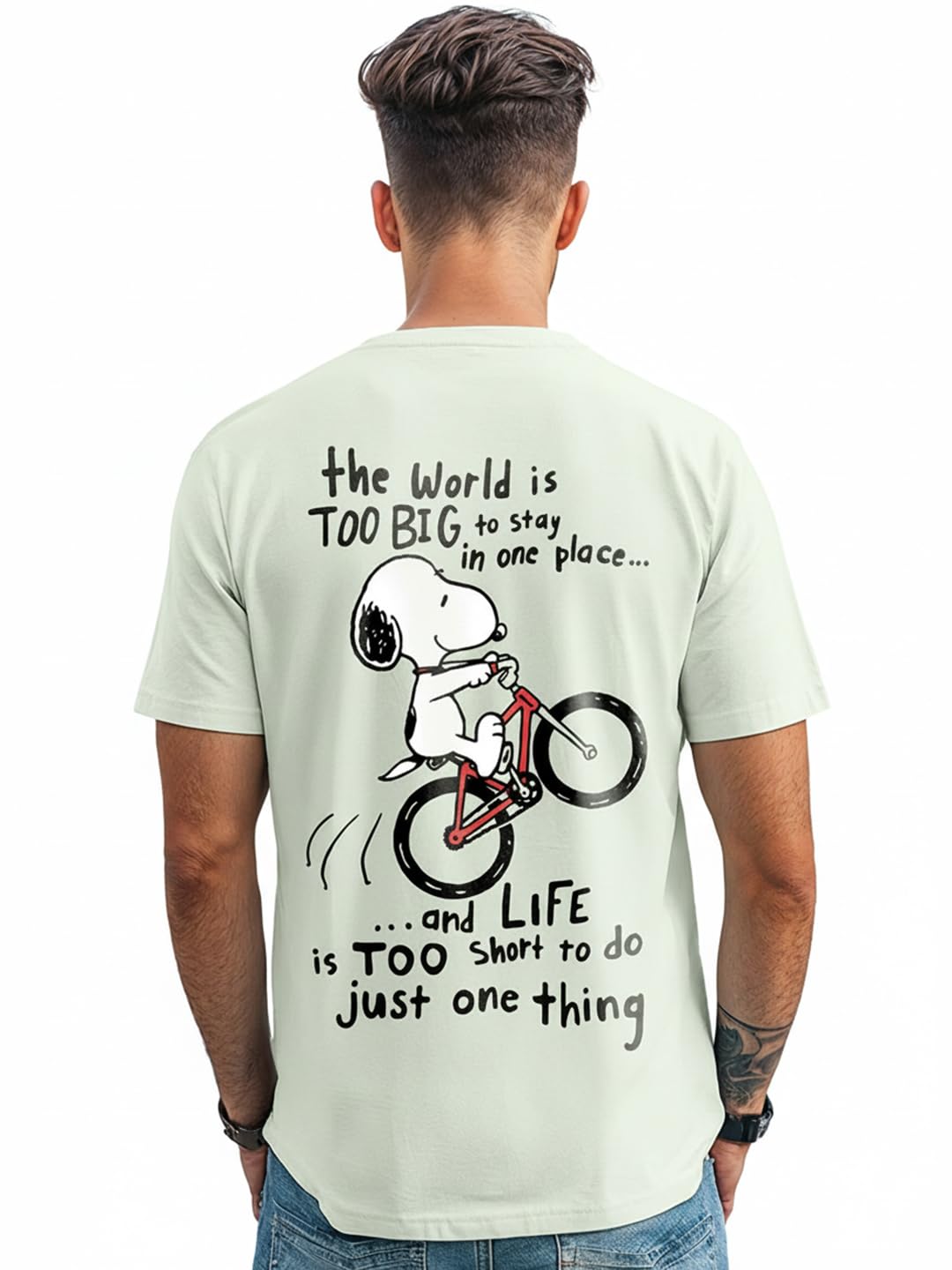 X Peanuts Men's Cotton Graphic Print Regular Fit Half Sleeve Round Neck T-Shirt | Tshirt for Man | Tshirt for Men Cotton | Tshirts for Men Stylish | Casual Wear | Street Wear