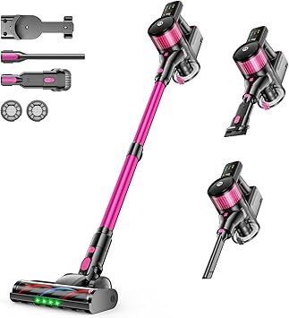 MYUAKO Cordless Vacuum Cleaner 650W 55kPa Vacuum Cleaners for Home Up to 75Mins, Cordless Rechargeable Vacuum Cleaner Anti-Tangled Vacuum Cleaner 2L for Hardwood Floor,Carpets,Pet Hair Nova R8