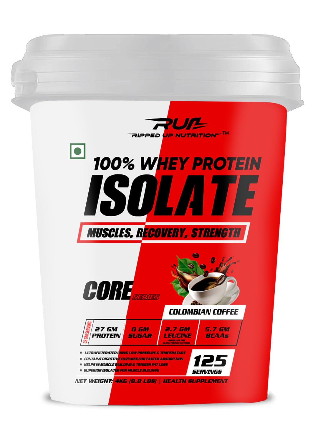 Ripped Up Nutrition Whey Protein Pure Isolate Muscle Building Formula
