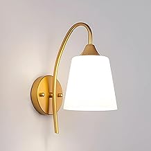 Modern Wall Light with Metal and Acrylic Glass, E27 Bulb Holder, Golden (with Bulb)