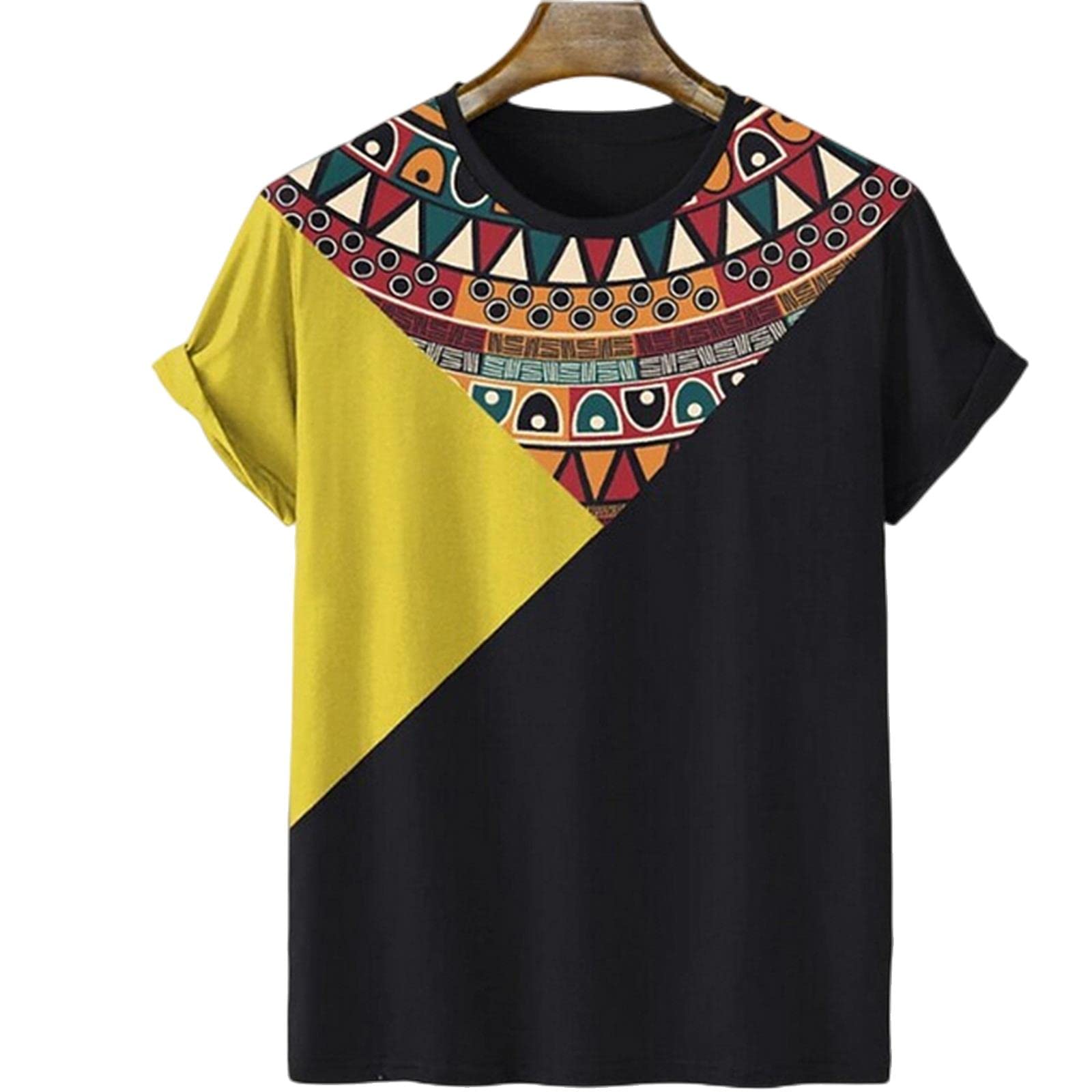 MOGSA T-shirty Letnie Męskie T-shirty Nadruk Krótki Rękaw Casual Oversize Sweter O-Neck Graficzny Luźna koszulka-4, M