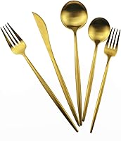 Vista 9 de Gugrida Juego de cubiertos de acero inoxidable 18/10 con mango blanco mate, 20 piezas, incluye tenedores, cucharas, cuchillos, cubiertos de Plateado