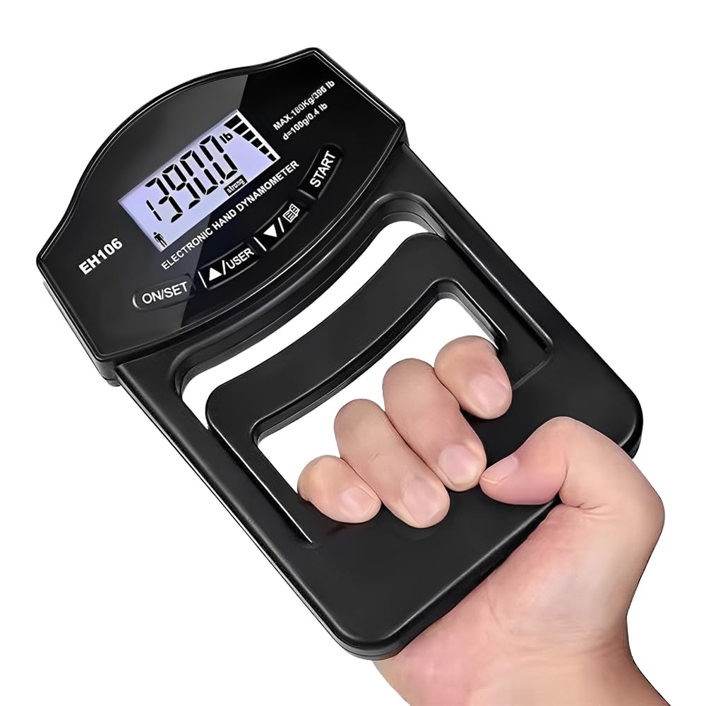 Grip Strength Tester, 396lb/180kg Hand Grip Dynamometer, Multipurpose Digital Forearm Strengthener Force Measurement Tool, Portable Hand Strengthener for Fitness Sport Accessories