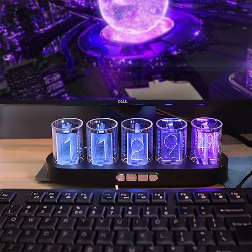Miniatura 5 de Reloj Nixie Reloj RGB Glow-Tube Reloj Digital Creativo, no requiere montaje, 1224 horas de conmutación, múltiples modos de iluminación Decoración