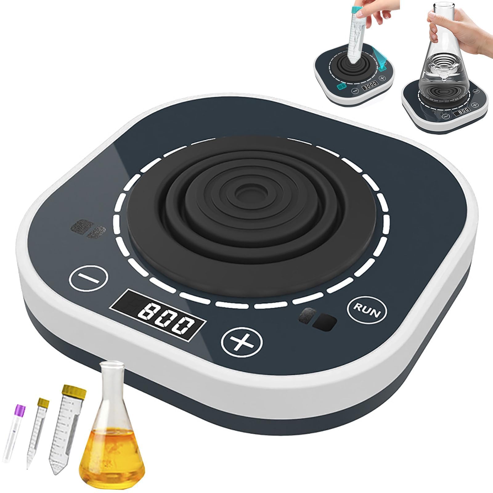 Oscilador digital Vortex, velocidad ajustable 100-3000 rpm con pantalla digital, mezclador portátil para vasos de laboratorio y frascos