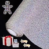 Locacrystal 81000Pcs Bling Rhinestone Sheet Roll Self-Adhesive Smooth Glitter Crystal Stickers For DIY Furniture Home Decor Iron-On Bling Wrap Sheet for Clothing Gift Car Decoration(Crystal