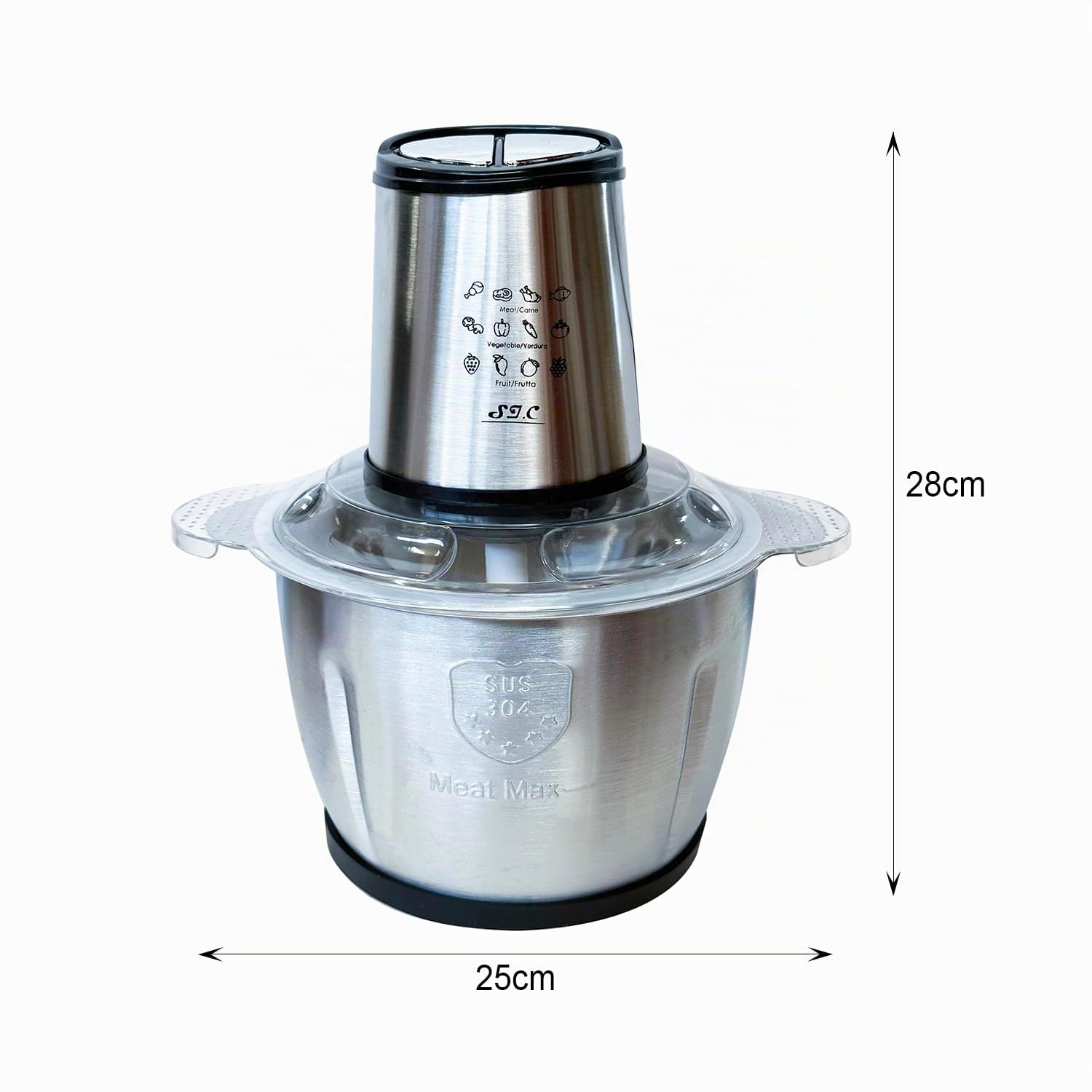 Hachoir de cuisine électrique, en acier inoxydable, mixeur 4 lames en acier inoxydable, mixeur Deux vitesses (2L)