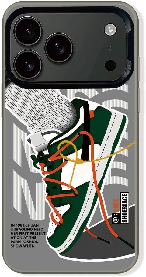 Sports Shoes & Snake Case Compatible with iPhone 17 Pro Case for Boys, Aesthetic Brand Sneakers Cool Off Sign White Pattern Non-Slip Protective Phone Cover
