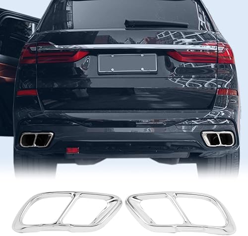 YIWANG silenciador de escape de acero inoxidable con punta de cola de tubo de ajuste de la tapa del marco 2 piezas para BMW X5 G05 X7 2019 2020 Auto