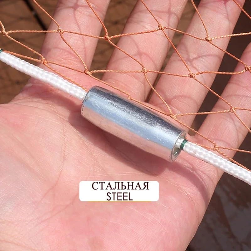 Lancer Un Filet Filet de pêche à Lancer à la Main avec Pendentif en Acier, Ligne tressée, avec Gros Anneau Bleu en Plastique, réseau extérieur Cast Net(540)