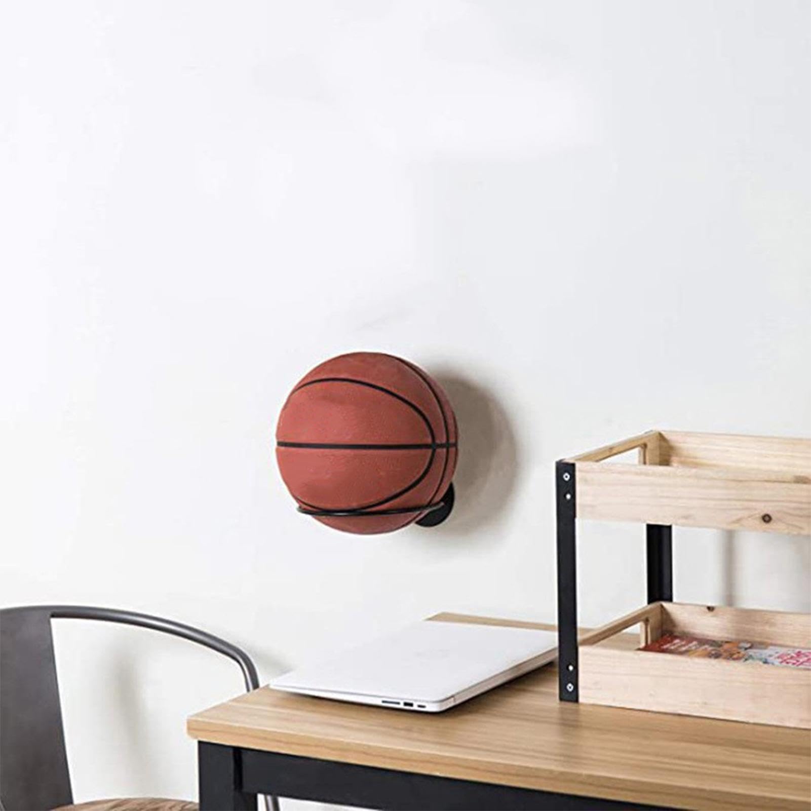 Supporto A Muro Outanaya Per Palloni – 2 Unità In Metallo, Espositor Per Basket, Calcio E Rugby, Per Garage E Palestre