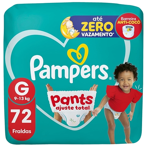 Fralda Pampers Pants Ajuste Total Tamanho G, Fácil de Vestir, 72 Unidades