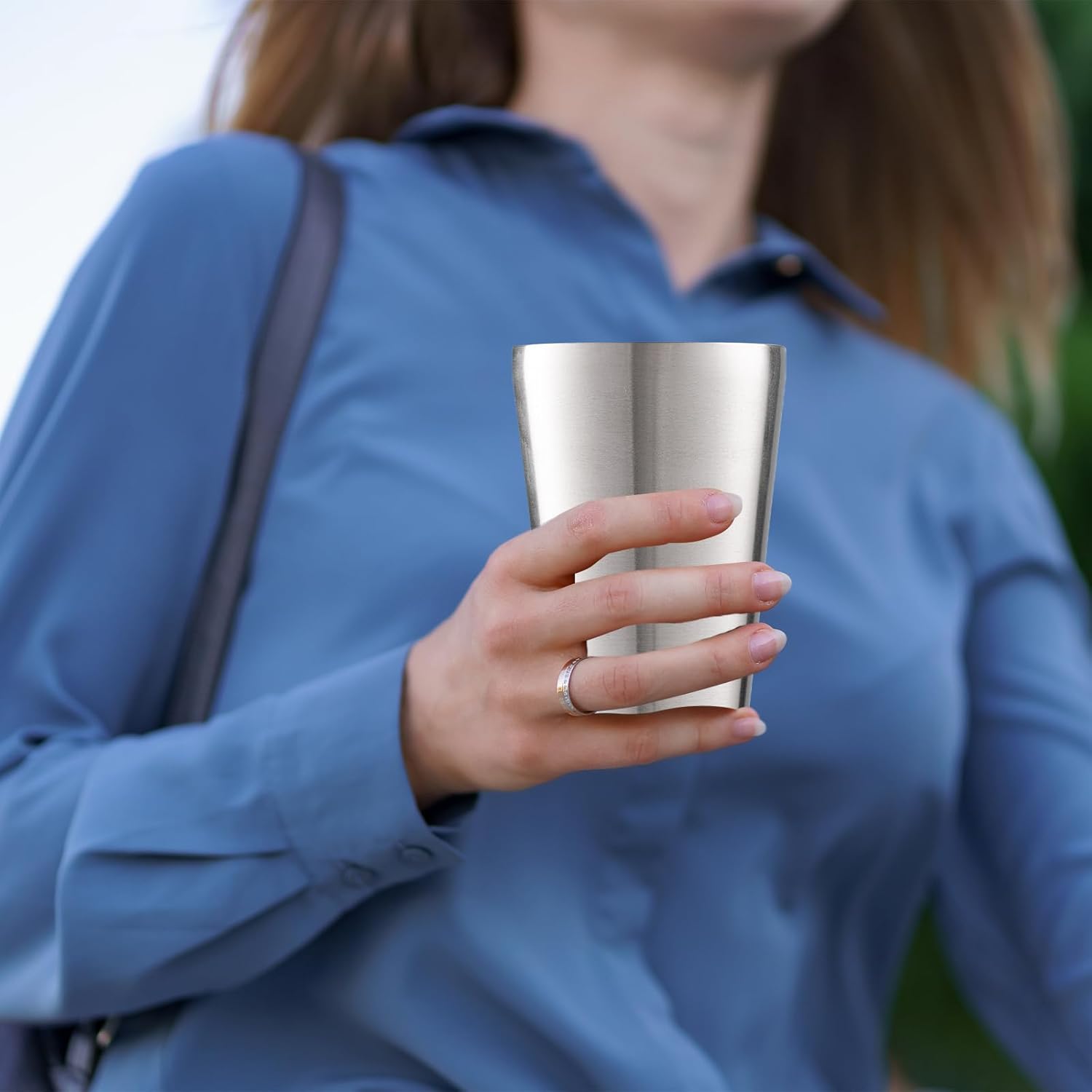 6 Pack 12 oz Stainless Steel Insulated Cup, Double Wall Vacuum Small Metal Cup, Reusable Camping Cups Unbreakable Indoor Outdoor for Party, Home, Office, BBQ, Silver - Image 7