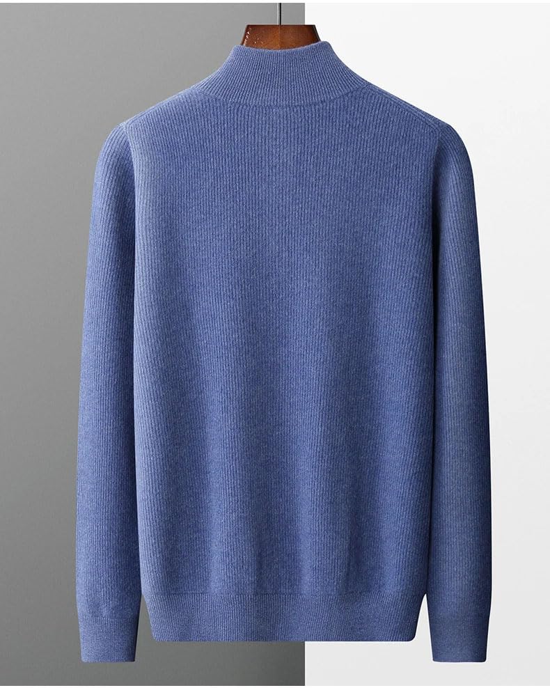 Men's 100 Percent Cashmere Top High Collar Zipper Cardigan Loose Warm Sweater Loose Casual Zipper Cardigan3