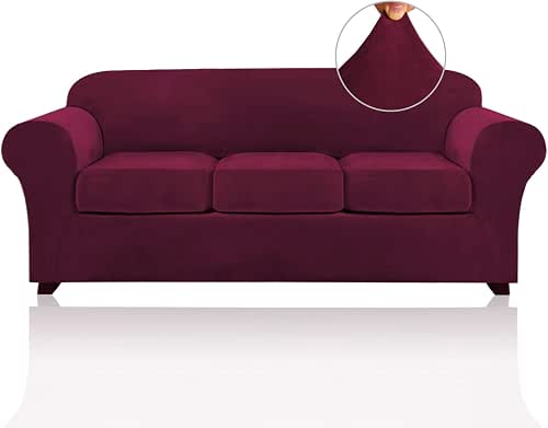 PrinceDeco Velvet Couch Covers for Sofa Soft 4 Pieces Couch