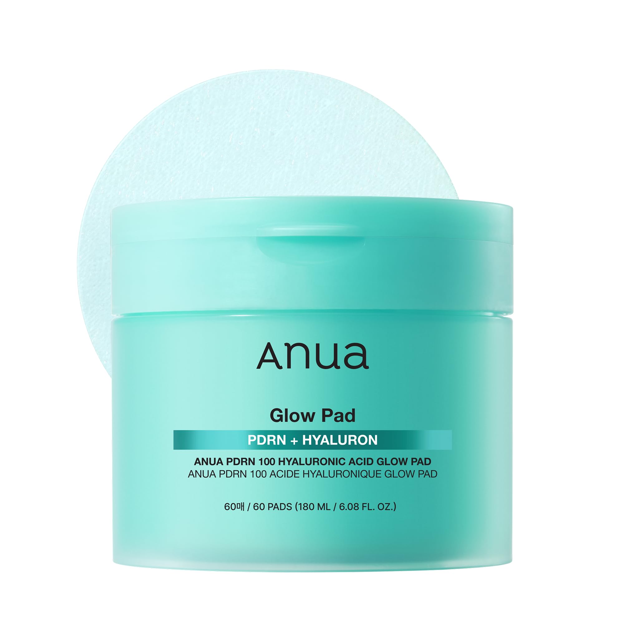 ANUA Hyaluronsäure-Pads Pdrn 100, Gesichtspflege, die Volumen und Helligkeit verleiht, ideal für die tägliche Hautpflege (180 ml, 60 Pads), blau