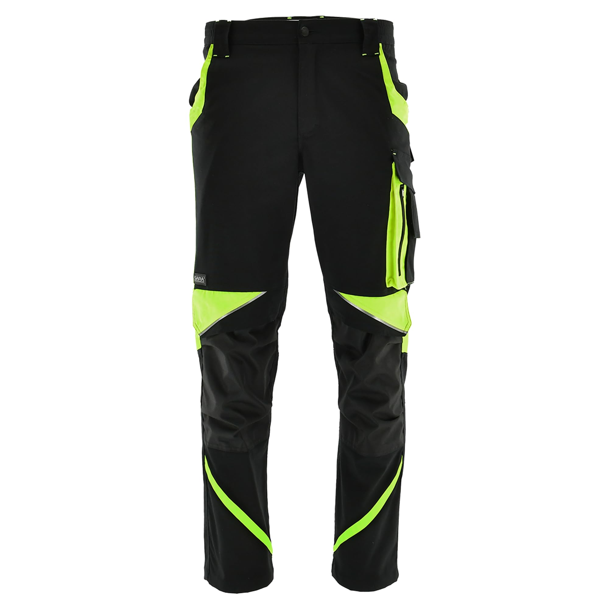 Sara Workwear Arbeitshose NEOFLEX 260 g/m² 58% Baumwolle mit Reflexstreifen schwarz/gelb 64XXXL
