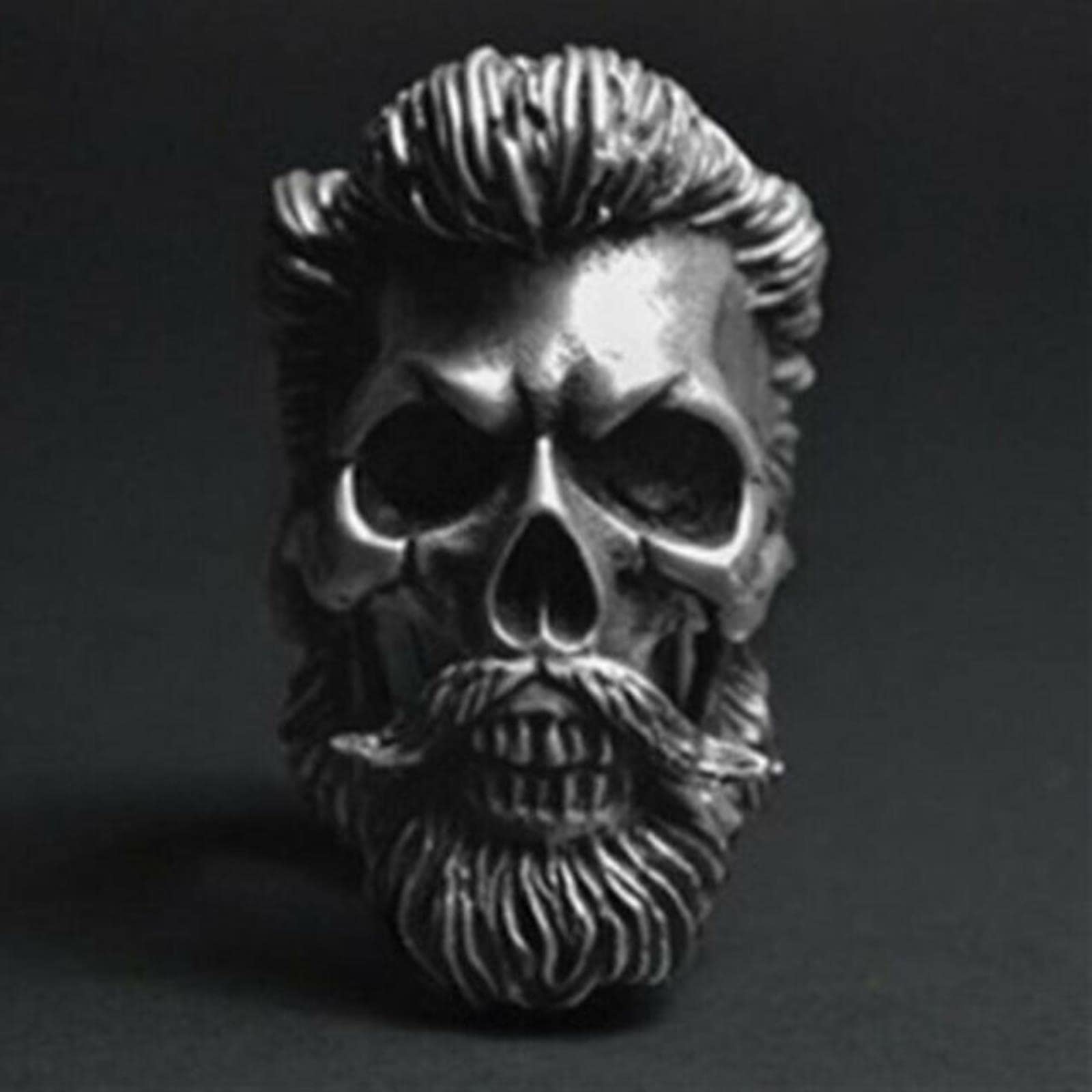 Wdhybwcx Men's Style F Gothic Punk Satanic Devil Skull Ring Vintage Steampunk Stainless Steel Ring Hiphop Motorcycle Rock Biker Jewelry-13,