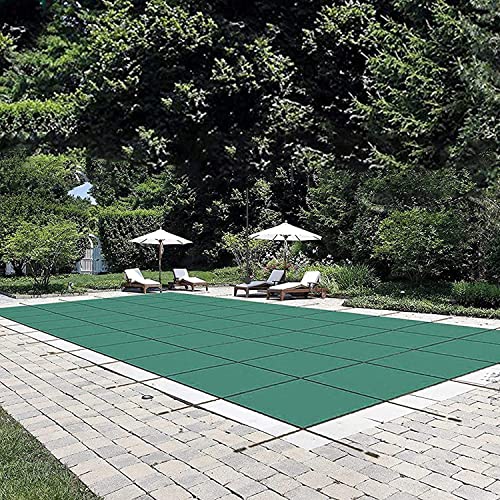 VEVOR Pool Safety Cover Fits 14x26ft Rectangle Inground Safety Pool Cover Green Mesh Solid Pool Safety Cover for Swimming Pool Winter Safety Cover
