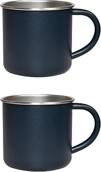sweet grain Stainless Steel Mugs 2 Pcs, 400ml Camping Tumbler Stackable, Shatterproof Metal Coffee Cups Reusable, Drinking Cups for Camping Hiking Outdoor Indoor Picnics
