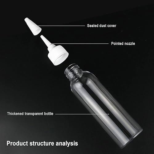 Miniatura 8 de TRENDBOX Aplicador de botellas de plástico transparente de 2 onzas con tapa superior giratoria sin BPA para aceites y líquidos para el cabello,