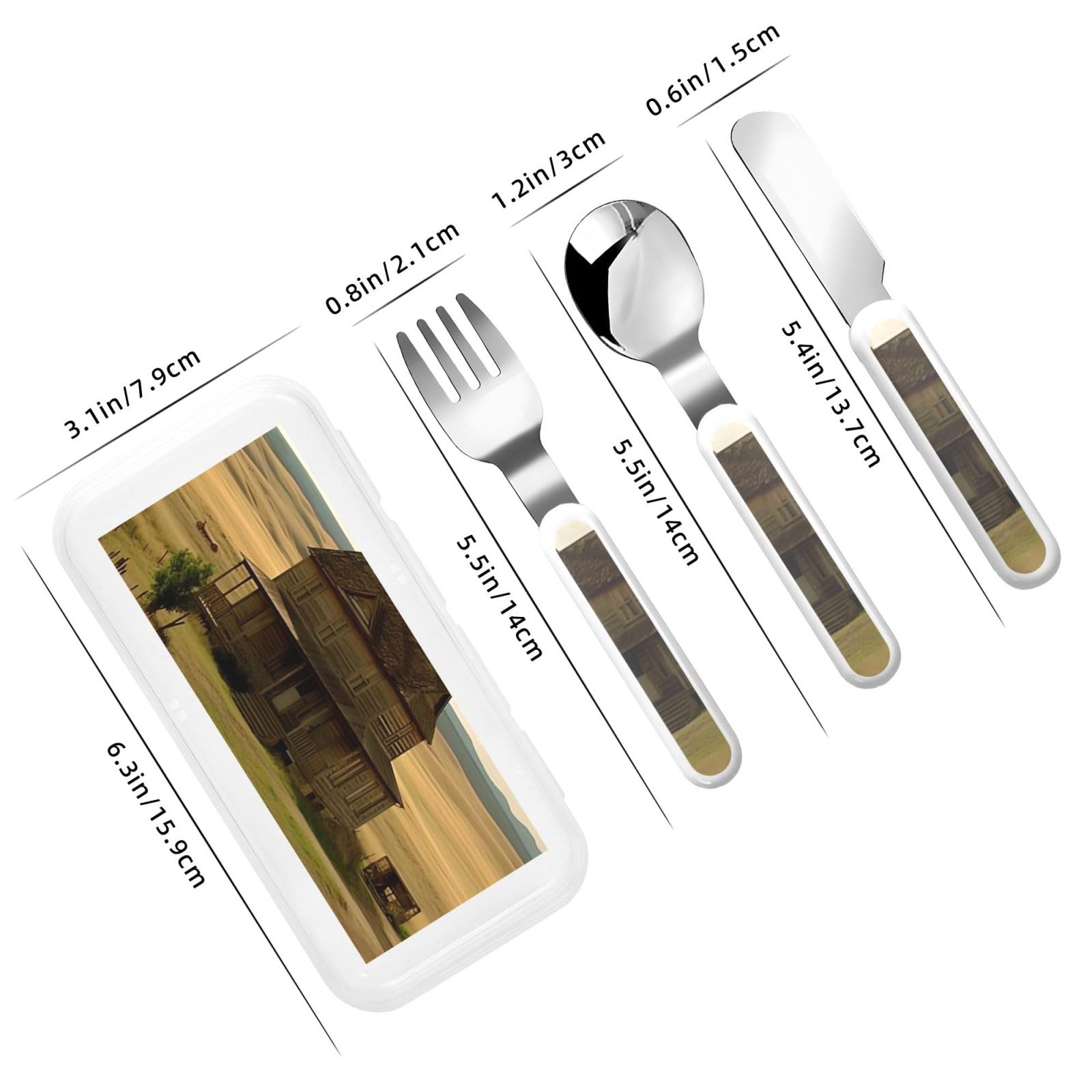 Stainless Steel Kids Silverware Set, House On The Prairie Utensil Set Reusable Children Safe Knife Spoon Fork Set With Storage Case Dishwasher Safe For Lunch, Travel Outdoors