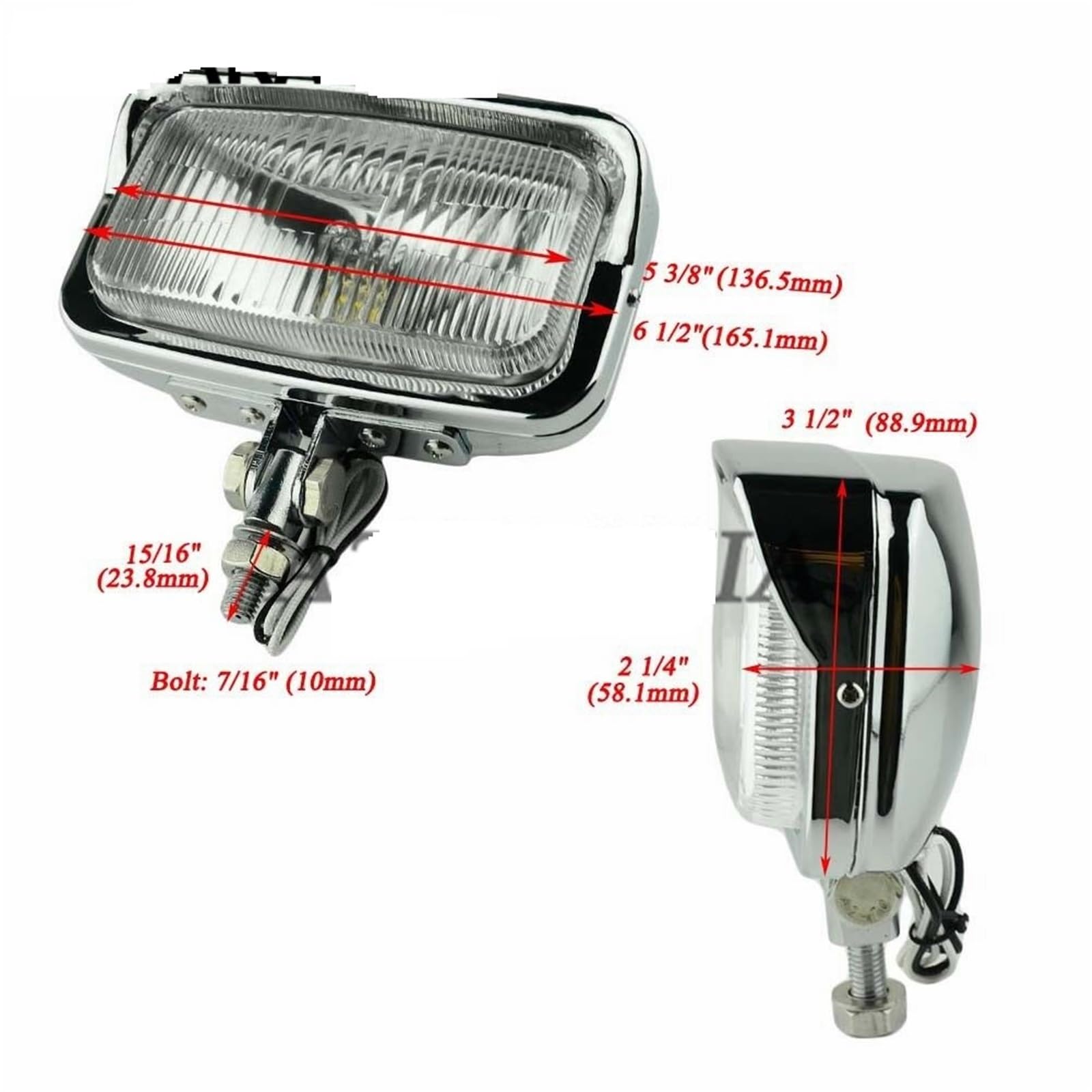 moto fari Faro anteriore quadrato H3 per moto con faro universale adatto per Harley Chopper Dyna per Suzuki per Kawasaki(Black Clear Lens)