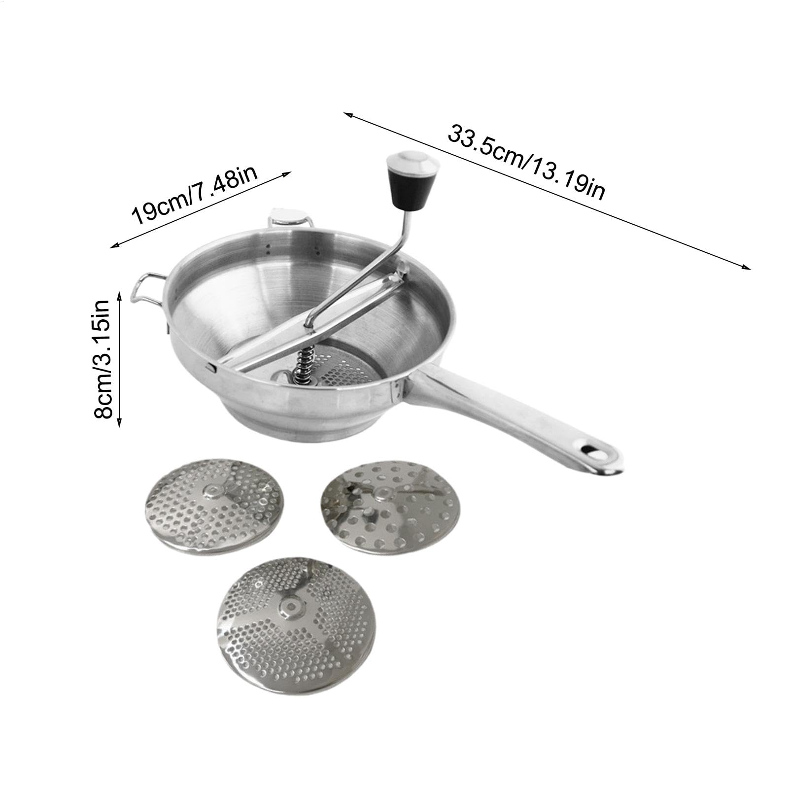 Moulin À Aliments En Acier Inoxydable Avec 3 Disques De Broyage Manuel Rotatif