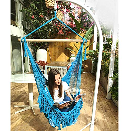 Chihee Hammock Chair Super Large Hanging Chair Soft-Spun Cotton Rope Weaving Chair, Hardwood Spreader Bar Wide Seat Lace Swing Chair Indoor Outdoor Garden Yard Theme Decoration #TOP5