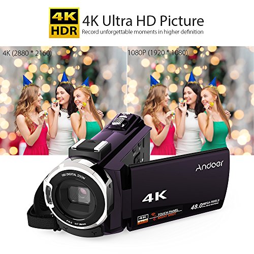 Andoer 4K 1080P 48MP WiFi Digital Videokamera Camcorder Recorder mit Novatek 96660 Chip 3 Zoll kapazitiver Touchscreen… – Bild 8