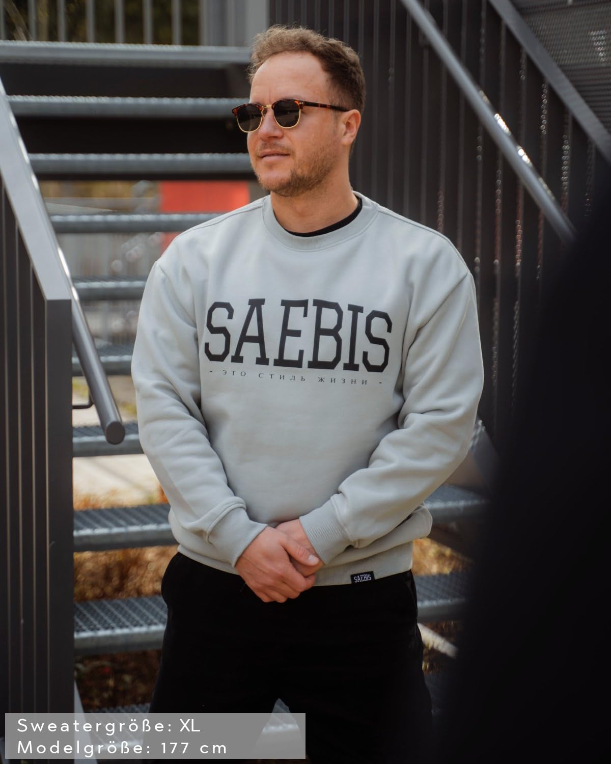SAEBIS Extra Schwerer All Black Herren Sweater, Warmer schwarzer Pullover für Männer