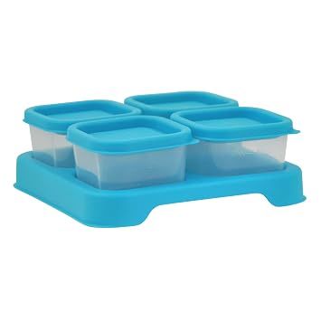 green sprouts Fresh Baby Food Unbreakable Cubes (2oz/4pk) | Store, carry, serve homemade baby food | Lid provides leak-proof seal, Made from safer plastic, Embossed with measurements